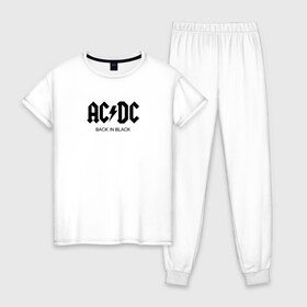Женская пижама хлопок с принтом AC/DC в Новосибирске, 100% хлопок | брюки и футболка прямого кроя, без карманов, на брюках мягкая резинка на поясе и по низу штанин | ac dc | acdc | асдс