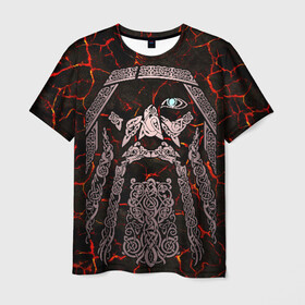 Мужская футболка 3D с принтом Odinn в Новосибирске, 100% полиэфир | прямой крой, круглый вырез горловины, длина до линии бедер | good | viking | vikings | бог | викинг | викинги | кельтское | один | плетение | скандинавы | славяне | язычник