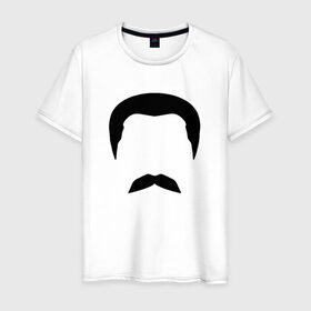 Мужская футболка хлопок с принтом Сталин в Новосибирске, 100% хлопок | прямой крой, круглый вырез горловины, длина до линии бедер, слегка спущенное плечо. | stalin | ussr | иосиф сталин | коммунизм | комунизм | ссср | сталин