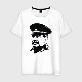 Мужская футболка хлопок с принтом Сталин в Новосибирске, 100% хлопок | прямой крой, круглый вырез горловины, длина до линии бедер, слегка спущенное плечо. | stalin | ussr | иосиф сталин | коммунизм | комунизм | ссср | сталин