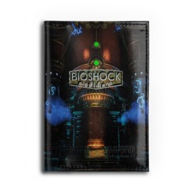 Обложка для автодокументов с принтом BIOSHOCK в Новосибирске, натуральная кожа |  размер 19,9*13 см; внутри 4 больших “конверта” для документов и один маленький отдел — туда идеально встанут права | Тематика изображения на принте: bioshock | bioshock infinite | биошок | букер | элизабет