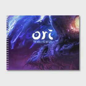 Альбом для рисования с принтом Ori and the Will of the Wisps в Новосибирске, 100% бумага
 | матовая бумага, плотность 200 мг. | Тематика изображения на принте: blind | forest | game | games | gumo | kuro | naru | nibel | ori | owl | will | wisps | воля | гумо | игра | игры | куро | лес | нару | нибель | огней | ори | платформер | слепой | совенок