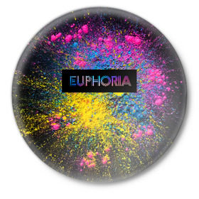Значок с принтом сериал Euphoria в Новосибирске,  металл | круглая форма, металлическая застежка в виде булавки | zendaya | зендея | ру беннетт | сериал euphoria | эйфория