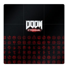 Магнитный плакат 3Х3 с принтом DOOM Eternal в Новосибирске, Полимерный материал с магнитным слоем | 9 деталей размером 9*9 см | 2019 | bethesda | demon | doom | eternal | ethernal | game | games | logo | monster | runes | демон | дум | дуум | етернал | игра | игры | какодемон | кровь | лого | логотип | монстр | монстры | руны | символ | этернал