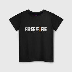 Детская футболка хлопок с принтом Garena Free Fire в Новосибирске, 100% хлопок | круглый вырез горловины, полуприлегающий силуэт, длина до линии бедер | Тематика изображения на принте: battlegrounds | fire | free | garena | гарена | фаер | фри