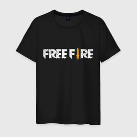 Мужская футболка хлопок с принтом Garena Free Fire в Новосибирске, 100% хлопок | прямой крой, круглый вырез горловины, длина до линии бедер, слегка спущенное плечо. | battlegrounds | fire | free | garena | гарена | фаер | фри