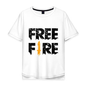 Мужская футболка хлопок Oversize с принтом Free Fire logo в Новосибирске, 100% хлопок | свободный крой, круглый ворот, “спинка” длиннее передней части | Тематика изображения на принте: battlegrounds | fire | free | garena | гарена | фаер | фри