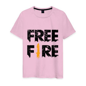 Мужская футболка хлопок с принтом Free Fire logo в Новосибирске, 100% хлопок | прямой крой, круглый вырез горловины, длина до линии бедер, слегка спущенное плечо. | battlegrounds | fire | free | garena | гарена | фаер | фри