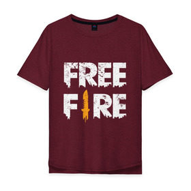 Мужская футболка хлопок Oversize с принтом Free Fire logo в Новосибирске, 100% хлопок | свободный крой, круглый ворот, “спинка” длиннее передней части | battlegrounds | fire | free | garena | гарена | фаер | фри