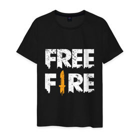 Мужская футболка хлопок с принтом Free Fire logo в Новосибирске, 100% хлопок | прямой крой, круглый вырез горловины, длина до линии бедер, слегка спущенное плечо. | Тематика изображения на принте: battlegrounds | fire | free | garena | гарена | фаер | фри