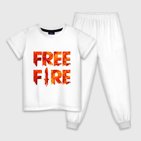 Детская пижама хлопок с принтом Free Fire в Новосибирске, 100% хлопок |  брюки и футболка прямого кроя, без карманов, на брюках мягкая резинка на поясе и по низу штанин
 | battlegrounds | fire | free | garena | гарена | фаер | фри