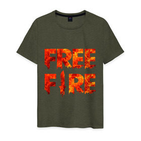 Мужская футболка хлопок с принтом Free Fire в Новосибирске, 100% хлопок | прямой крой, круглый вырез горловины, длина до линии бедер, слегка спущенное плечо. | battlegrounds | fire | free | garena | гарена | фаер | фри