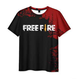 Мужская футболка 3D с принтом Free Fire в Новосибирске, 100% полиэфир | прямой крой, круглый вырез горловины, длина до линии бедер | Тематика изображения на принте: battlegrounds | fire | free | garena | гарена | фаер | фри