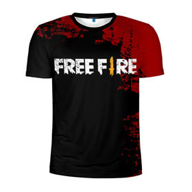 Мужская футболка 3D спортивная с принтом Free Fire в Новосибирске, 100% полиэстер с улучшенными характеристиками | приталенный силуэт, круглая горловина, широкие плечи, сужается к линии бедра | battlegrounds | fire | free | garena | гарена | фаер | фри