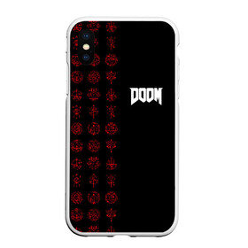 Чехол для iPhone XS Max матовый с принтом DOOM - Руны в Новосибирске, Силикон | Область печати: задняя сторона чехла, без боковых панелей | 2019 | bethesda | demon | doom | eternal | ethernal | game | games | logo | monster | runes | демон | дум | дуум | етернал | игра | игры | какодемон | кровь | лого | логотип | монстр | монстры | руны | символ | этернал