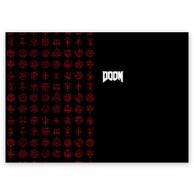 Поздравительная открытка с принтом DOOM - Руны в Новосибирске, 100% бумага | плотность бумаги 280 г/м2, матовая, на обратной стороне линовка и место для марки
 | Тематика изображения на принте: 2019 | bethesda | demon | doom | eternal | ethernal | game | games | logo | monster | runes | демон | дум | дуум | етернал | игра | игры | какодемон | кровь | лого | логотип | монстр | монстры | руны | символ | этернал