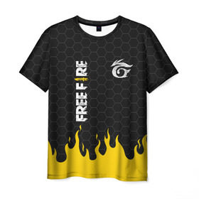 Мужская футболка 3D с принтом GARENA FREE FIRE в Новосибирске, 100% полиэфир | прямой крой, круглый вырез горловины, длина до линии бедер | free fire | garena free fire | гарена 3 | гарена фри | гарена фри фаер | гарено. | игра garena