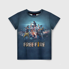 Детская футболка 3D с принтом Free Fire в Новосибирске, 100% гипоаллергенный полиэфир | прямой крой, круглый вырез горловины, длина до линии бедер, чуть спущенное плечо, ткань немного тянется | battlegrounds | fire | free | garena | гарена | фаер | фри