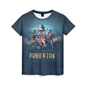 Женская футболка 3D с принтом Free Fire в Новосибирске, 100% полиэфир ( синтетическое хлопкоподобное полотно) | прямой крой, круглый вырез горловины, длина до линии бедер | battlegrounds | fire | free | garena | гарена | фаер | фри