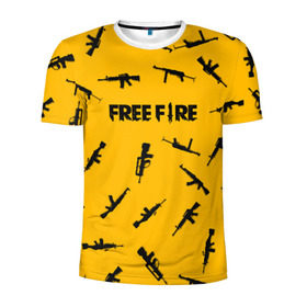Мужская футболка 3D спортивная с принтом GARENA FREE FIRE в Новосибирске, 100% полиэстер с улучшенными характеристиками | приталенный силуэт, круглая горловина, широкие плечи, сужается к линии бедра | free fire | garena free fire | гарена 3 | гарена фри | гарена фри фаер | гарено. | игра garena