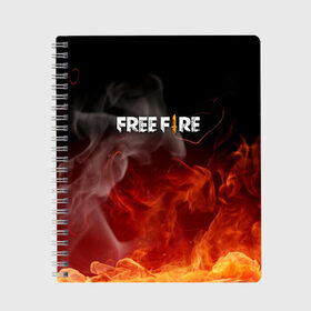 Тетрадь с принтом GARENA FREE FIRE в Новосибирске, 100% бумага | 48 листов, плотность листов — 60 г/м2, плотность картонной обложки — 250 г/м2. Листы скреплены сбоку удобной пружинной спиралью. Уголки страниц и обложки скругленные. Цвет линий — светло-серый
 | Тематика изображения на принте: free fire | garena free fire | гарена 3 | гарена фри | гарена фри фаер | гарено. | игра garena