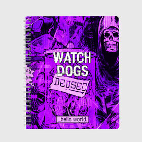 Тетрадь с принтом WATCH DOGS в Новосибирске, 100% бумага | 48 листов, плотность листов — 60 г/м2, плотность картонной обложки — 250 г/м2. Листы скреплены сбоку удобной пружинной спиралью. Уголки страниц и обложки скругленные. Цвет линий — светло-серый
 | ded sec | hacker | legion | watch dogs | watch dogs 2 | watch dogs legion | легион | хакер