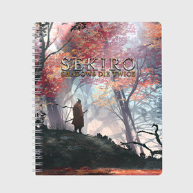 Тетрадь с принтом Sekiro (СПИНА) в Новосибирске, 100% бумага | 48 листов, плотность листов — 60 г/м2, плотность картонной обложки — 250 г/м2. Листы скреплены сбоку удобной пружинной спиралью. Уголки страниц и обложки скругленные. Цвет линий — светло-серый
 | Тематика изображения на принте: sekiro | shadows die twice | секиро | сэкиро