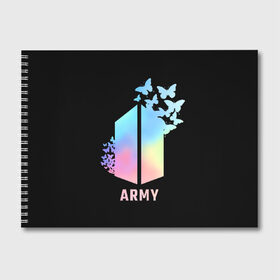 Альбом для рисования с принтом BTS ARMY в Новосибирске, 100% бумага
 | матовая бумага, плотность 200 мг. | army | bangtan boys | beyond the scene | bts | k pop | kpop | love yourself | бтс | к поп