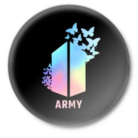 Значок с принтом BTS ARMY в Новосибирске,  металл | круглая форма, металлическая застежка в виде булавки | army | bangtan boys | beyond the scene | bts | k pop | kpop | love yourself | бтс | к поп