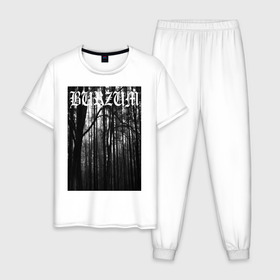 Мужская пижама хлопок с принтом Burzum в Новосибирске, 100% хлопок | брюки и футболка прямого кроя, без карманов, на брюках мягкая резинка на поясе и по низу штанин
 | burzum | ghotic | варг викернес | мрак | тьма