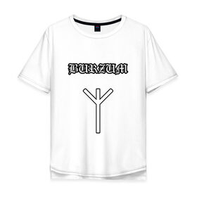 Мужская футболка хлопок Oversize с принтом Burzum Algiz Rune в Новосибирске, 100% хлопок | свободный крой, круглый ворот, “спинка” длиннее передней части | 