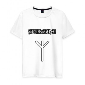 Мужская футболка хлопок с принтом Burzum Algiz Rune в Новосибирске, 100% хлопок | прямой крой, круглый вырез горловины, длина до линии бедер, слегка спущенное плечо. | 