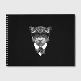 Альбом для рисования с принтом Пантера в очках в Новосибирске, 100% бумага
 | матовая бумага, плотность 200 мг. | animal | panther | predator | животное | очки | пантера | хищник