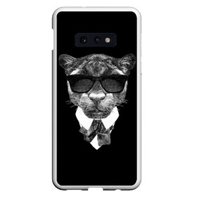 Чехол для Samsung S10E с принтом Пантера в очках в Новосибирске, Силикон | Область печати: задняя сторона чехла, без боковых панелей | animal | panther | predator | животное | очки | пантера | хищник