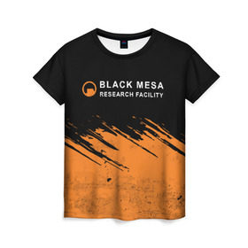Женская футболка 3D с принтом BLACK MESA (Half-Life) в Новосибирске, 100% полиэфир ( синтетическое хлопкоподобное полотно) | прямой крой, круглый вырез горловины, длина до линии бедер | Тематика изображения на принте: black | counter | csgo | freeman | gordon | half | half life | halflife | lambda | life | logo | mesa | portal | strike | xen | гордон | контр | лайф | лого | портал | символ | страйк | фримен | халф | халф лайф | халфлайф