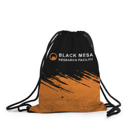 Рюкзак-мешок 3D с принтом BLACK MESA (Half-Life) в Новосибирске, 100% полиэстер | плотность ткани — 200 г/м2, размер — 35 х 45 см; лямки — толстые шнурки, застежка на шнуровке, без карманов и подкладки | black | counter | csgo | freeman | gordon | half | half life | halflife | lambda | life | logo | mesa | portal | strike | xen | гордон | контр | лайф | лого | портал | символ | страйк | фримен | халф | халф лайф | халфлайф