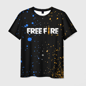Мужская футболка 3D с принтом FREE FIRE в Новосибирске, 100% полиэфир | прямой крой, круглый вырез горловины, длина до линии бедер | battle | battlegrounds | fire | free | game | games | garena | logo | mobile | royale | батлграунд | битва | гарена | гарено | игра | игры | королевская | лого | логотип | мобайл | онлайн | символ | фаер | фаир | фри