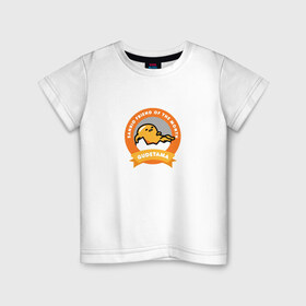 Детская футболка хлопок с принтом Гудетама в Новосибирске, 100% хлопок | круглый вырез горловины, полуприлегающий силуэт, длина до линии бедер | Тематика изображения на принте: gudetama | гудетама