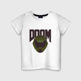 Детская футболка хлопок с принтом DOOM в Новосибирске, 100% хлопок | круглый вырез горловины, полуприлегающий силуэт, длина до линии бедер | doom | doom eternal | game | minimalism | игры | минимализм