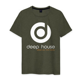 Мужская футболка хлопок с принтом Deep House в Новосибирске, 100% хлопок | прямой крой, круглый вырез горловины, длина до линии бедер, слегка спущенное плечо. | beats | club | deep | dj | house | music | битс | диждей | дип | звук | клуб | музыка | сет | хаус
