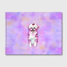 Альбом для рисования с принтом Ангелок корги в Новосибирске, 100% бумага
 | матовая бумага, плотность 200 мг. | Тематика изображения на принте: dog | ангел | ангелок | еда | корги | мороженое | пес | пироженко | пирожное | сердечки | собака | собачка