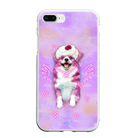 Чехол для iPhone 7Plus/8 Plus матовый с принтом Ангелок корги в Новосибирске, Силикон | Область печати: задняя сторона чехла, без боковых панелей | dog | ангел | ангелок | еда | корги | мороженое | пес | пироженко | пирожное | сердечки | собака | собачка