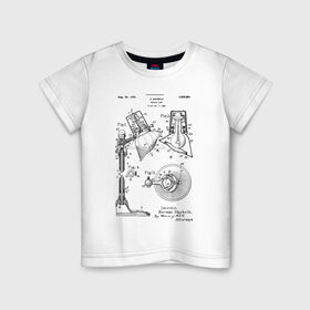 Детская футболка хлопок с принтом Patent - Лампа для чтения в Новосибирске, 100% хлопок | круглый вырез горловины, полуприлегающий силуэт, длина до линии бедер | patent | идея | история | книга | лампа | лампочка | патент | разработка | чертеж | чертежи