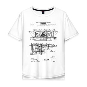 Мужская футболка хлопок Oversize с принтом Patent - Flying machine в Новосибирске, 100% хлопок | свободный крой, круглый ворот, “спинка” длиннее передней части | patent | идея | история | летать | летающий | машина | механика | патент | разработка | самолет | чертеж | чертежи