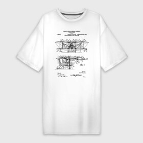 Платье-футболка хлопок с принтом Patent   Flying machine в Новосибирске,  |  | patent | идея | история | летать | летающий | машина | механика | патент | разработка | самолет | чертеж | чертежи