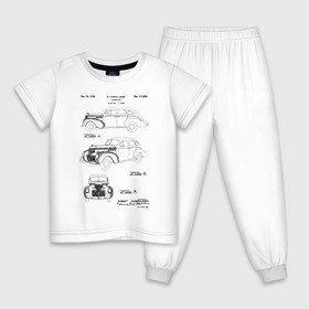 Детская пижама хлопок с принтом Patent - Automobile в Новосибирске, 100% хлопок |  брюки и футболка прямого кроя, без карманов, на брюках мягкая резинка на поясе и по низу штанин
 | Тематика изображения на принте: car | patent | авто | автомобиль | идея | история | машина | механика | патент | разработка | чертеж | чертежи