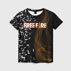 Женская футболка 3D с принтом FREE FIRE в Новосибирске, 100% полиэфир ( синтетическое хлопкоподобное полотно) | прямой крой, круглый вырез горловины, длина до линии бедер | free fire | free fire pc | game | garena | mobile game | royale | trsffb | битва онлайн | гарена | игра | огонь | свободный огонь | фри фаер