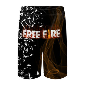 Детские спортивные шорты 3D с принтом FREE FIRE в Новосибирске,  100% полиэстер
 | пояс оформлен широкой мягкой резинкой, ткань тянется
 | free fire | free fire pc | game | garena | mobile game | royale | trsffb | битва онлайн | гарена | игра | огонь | свободный огонь | фри фаер