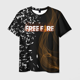 Мужская футболка 3D с принтом FREE FIRE в Новосибирске, 100% полиэфир | прямой крой, круглый вырез горловины, длина до линии бедер | free fire | free fire pc | game | garena | mobile game | royale | trsffb | битва онлайн | гарена | игра | огонь | свободный огонь | фри фаер