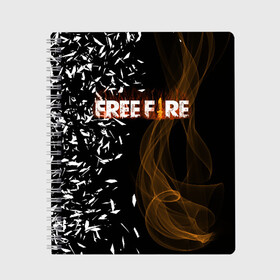 Тетрадь с принтом FREE FIRE в Новосибирске, 100% бумага | 48 листов, плотность листов — 60 г/м2, плотность картонной обложки — 250 г/м2. Листы скреплены сбоку удобной пружинной спиралью. Уголки страниц и обложки скругленные. Цвет линий — светло-серый
 | free fire | free fire pc | game | garena | mobile game | royale | trsffb | битва онлайн | гарена | игра | огонь | свободный огонь | фри фаер